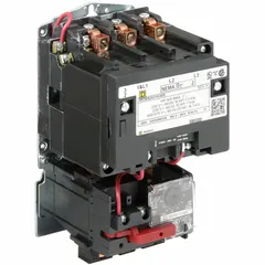 This NEMA Size 2 non-reversing magnetic motor starter is rated for 45 A and features a 110/120V AC coil. It includes electronic overload protection and screw clamp terminals. Suitable for starting and protecting three-phase motors in applications such as pumps, conveyors, and compressors.