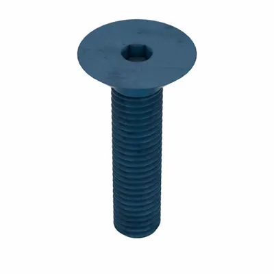 METRIC BLUE Socket Flat Head Screw: M10x1.50 Thread Size, 45 mm Lg, Flat, Blue Phosphate - Flat Head Socket Cap Screws