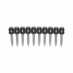 Pack of 100 pins for use with powder-actuated tools. Features an 8 mm head diameter and 9/64 in shank diameter. Designed for fastening into concrete or steel substrates.