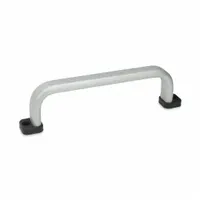 This load-rated standard U pull handle is made of aluminum with a silver finish. It features unthreaded holes with a 6.3 in mounting hole center-to-center spacing and uses M5 screws. Suitable for use on industrial enclosures, machinery doors, and access panels
