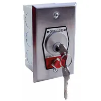 This flush-mount keyswitch provides momentary Open-Close control for outdoor garage door operation. Designed for flush mounting, it includes the keyswitch unit and is suitable for exterior locations requiring keyed access