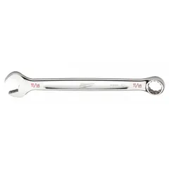 Chrome vanadium steel SAE 12-point combination wrench with chrome finish. Features an 11/16 in head size and 8 3/4 in overall length. Used for tightening or loosening hex fasteners in mechanical assembly and maintenance tasks.