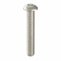 Button head tamper-resistant machine screw with 1/4"-20 thread, 1-1/2" length, stainless steel, plain finish, and T27 drive. Requires a special tool for installation and removal, suitable for applications where security against tampering is needed. Supplied in a 25-pack