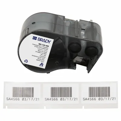 BRADY Combined Label and Ribbon Cartridge: Rectangle, 1 in x 1 3/4 in - Brady Thermal Transfer Precut Label Roll Cartridges