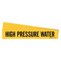 Pipe Marker: High Pressure Water, Yellow, Black, Fits 2 1/2 to 7 7/8 in Pipe O.D., 5 PK (MPN 7142-1-PK)