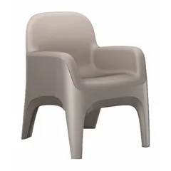 Single-seat arm chair from the Endurance series with a stone gray polyethylene seat. Floor-mount design with arms included. Meets ISO 22196 standards and UL 94 HB flammability standards. Suitable for commercial or industrial seating applications.