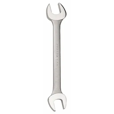 PROTO Open End Wrench: Alloy Steel, Satin, 1 3/8 in_1 7/16 in Head Size, 15 3/4 in Overall Lg - SAE, Double End, Open End Wrenches