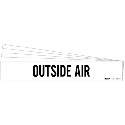 BRADY Pipe Marker: Outside Air, White, Black, Fits 8 in and Larger Pipe O.D. - Outside Air Adhesive Pipe Markers