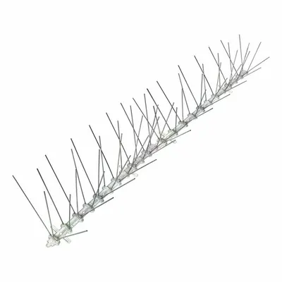 BIRD-X Bird Repellent Spikes: Std, Plastic Base, Clear, 24 ft Overall Lg, 4 1/2 in Overall Wd - Bird Spikes