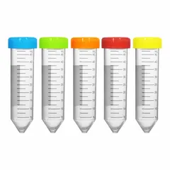 Approved Vendor 50 mL Polypropylene Conical Centrifuge Tube with Flat Rainbow Screw Cap, C2750