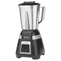 Electronic keypad bar blender with 1 hp motor, 2 speeds, and pulse function. Stainless steel construction, 120V AC. Suitable for blending cocktails, smoothies, and frozen drinks in commercial bar settings