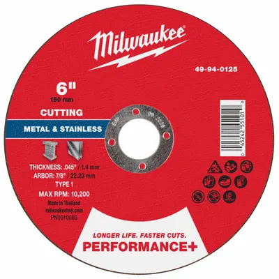 MILWAUKEE 49-94-0125 Type 1 General Purpose Cut-Off Wheel - General Purpose Cut-Off Wheels for Carbon & Stainless Steel