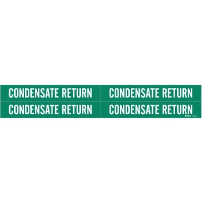 BRADY Pipe Marker: Condensate Return, Green, White, Fits 3/4 to 2 3/8 in Pipe O.D. - Condensate Return Adhesive Pipe Markers