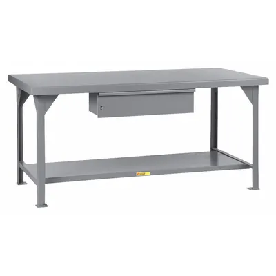 LITTLE GIANT Workbench: Fixed Ht, Steel, 60 in x 36 in, 10,000 lb Overall Load Capacity - Workbenches with Drawers & Lower Shelves