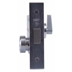 This mortise deadbolt features an interchangeable core cylinder for key control flexibility. It is designed for door thicknesses up to 3 inches and has a satin chromium-plated finish. Suitable for commercial applications where core interchangeability is required.