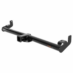 This Class III hitch is designed for Jeep Wrangler models, with a 4,000 lb gross trailer weight capacity and 4,000 lb gross vehicle weight capacity. Constructed from powder-coated carbon steel, it requires no drilling for installation. Suitable for towing trailers, boats, or cargo carriers.