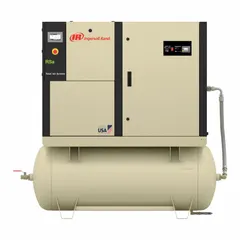 This horizontal rotary screw air compressor delivers 30 hp and 120 cfm, with a 120-gallon tank. It operates on 230V AC three-phase power. Designed for continuous-duty compressed air supply, it powers pneumatic tools, automation equipment, and air-handling systems in industrial manufacturing, automotive repair, and facility maintenance.
