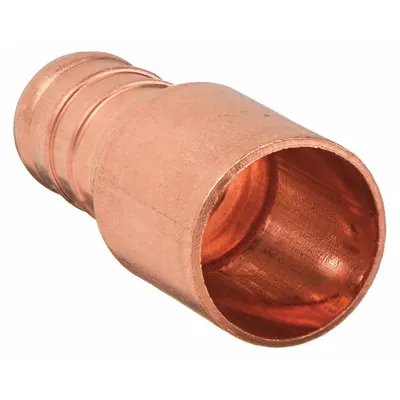 ZURN QQ650CX Crimp-On Brass Barbed Tube Fitting, 1/2 in Pipe x 1/2 in Pipe - Crimp-On Brass Barbed Tube Fittings