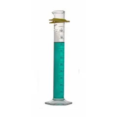 Class A glass graduated cylinder, 500 mL capacity, to deliver (TD) with 5 mL graduation increments. Meets ASTM E438-92 (2011) and USP Type I requirements. Includes bumper for protection. Used for precise liquid measurement in laboratory settings.