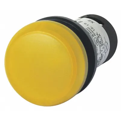 EATON Pilot Light Head: 22 mm Panel Mounting Hole Dia, Yellow, Smooth, LED - Pilot-Light Heads