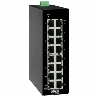 TRIPP LITE Ethernet Switch: Unmanaged, DIN Rail, 16 Ports, RJ45 - DIN Rail-Mount Ethernet Switches