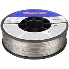Stainless steel flux-cored welding wire, type E308LFC-O, with a tensile strength of 75 ksi as welded. Supplied on a 10 lb spool with 0.045 in diameter. Used for stainless steel welding applications requiring corrosion-resistant filler metal.