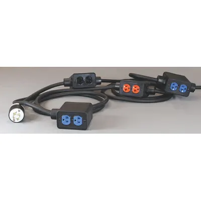 KH INDUSTRIES Power Stringer: 60 ft Lg, 4 Outlet Boxes, 8 Outlets, 12/4, L14-20P Plug - Nonlinkable Extension Cords with Multiple Outlet Boxes