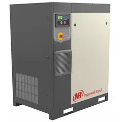 Horizontal rotary screw air compressor with 5 hp motor delivering 16.9 cfm at 200V AC three-phase power. Includes 80-gallon horizontal tank. Designed for continuous-duty applications such as powering pneumatic tools, automation equipment, and air-operated machinery in industrial facilities.
