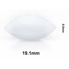 Egg-shaped stirring bar made of Alnico for strong magnetic coupling. Measures 19.1 mm in overall length and 9.5 mm in diameter. White finish is autoclavable for sterilization. Suitable for use in round-bottom vessels for efficient fluid agitation in laboratory mixing applications.