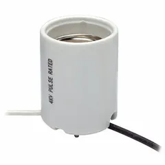 Mogul screw (E39) lampholder rated for 600V AC and 1500W. White finish with 2-5/8 inch overall length. Suitable for high-wattage lamps in industrial and commercial lighting fixtures.