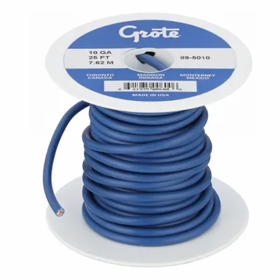 GROTE 89-5010 PVC-Insulated General Purpose Primary Wire, 10 AWG, Blue, 25 ft - PVC-Insulated General Purpose Primary Wires