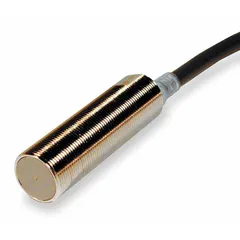 Shielded inductive cylindrical proximity sensor with a 2-wire configuration and non-terminated cable. Rated for AC supply voltage of 20-264V. Suitable for non-contact detection of metal objects in industrial automation applications such as conveyor systems, packaging machinery, and material handling.