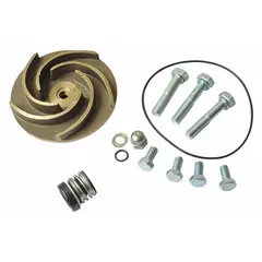 This repair kit includes an impeller with lock nut and gaskets made of nitrile rubber. It is designed for use with Dayton straight centrifugal pumps, specifically model 2ZWT4. The kit is used for maintenance and repair of pump seals and gaskets in fluid-handling applications.