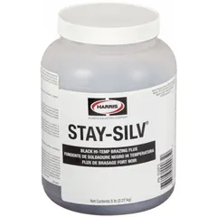 Paste flux formulated for use with high-silver brazing alloys. Black in color, supplied in a 5 lb jar. Classification FB3-C. Used in brazing operations to clean and protect metal surfaces, promoting proper flow and adhesion for strong joints.