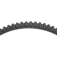 Timing belt and metric V-belt with 2,024 mm effective length. Constructed with fiberglass reinforcing cord material. Used in automotive engine timing drive systems to synchronize camshaft and crankshaft rotation
