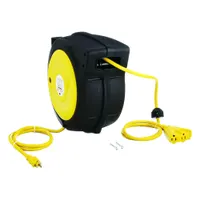APPROVED VENDOR Extension Cord Reel: Ratchet Lock, 40 ft Cord Lg, 12 AWG, SJTOW, 5-15R Cord Lg, 12/3 (MPN 443P47)