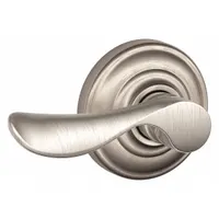 The SCHLAGE F170 CHP 619 AND RH is a dummy lever lockset in the Champagne style with a satin nickel-plated clear coated brass finish. It is ADA compliant and designed for doors that do not require latching, such as closet or double-door applications. This lockset is not ligature-resistant and has no visual indicator message