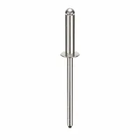 Open-end blind rivet with domed head, 0.153-inch diameter, 2-inch overall length, and 21/32-inch body length. Inch-series fastener supplied in a 500-piece pack. Used for general industrial fastening where access is limited to one side of the workpiece