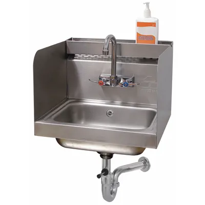 ADVANCE TABCO Hand Sink: 1 Stations, 5 in Bowl Dp, 14 in Bowl Lg, 10 in Bowl Wd - One-Station Wall-Mounted Hand Sinks with Faucets