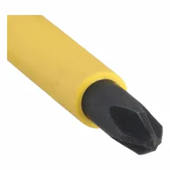 This insulated Phillips screwdriver features a #2 tip and long length, with a cushion grip handle. It is designed for electrical work where protection against accidental contact with live circuits is required. Not ESD safe and not tether capable.