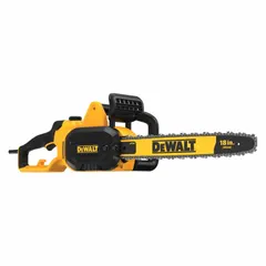 Corded chainsaw with 18-inch bar length and rear handle design. Features automatic chain oiler for consistent lubrication. Operates on 120 V power for continuous runtime. Suitable for cutting tasks such as limbing, bucking, and felling small trees.