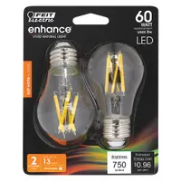 FEIT ELECTRIC Compact LED Bulb: Medium Screw (E26), LED, (A) Classic, A15, 8 W Watt, 2700K, Clear (MPN BPA1560927CAFIL/2/RP)