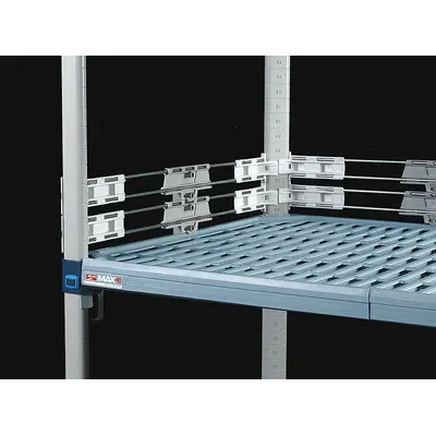 METRO Back Ledge: 2 in x 48 in, Side to Side, 2 Dividers/Ledges, Polymer/Stainless Steel - Ledges for Plastic Shelving