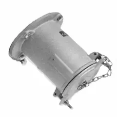 Watertight pin and sleeve receptacle rated 250V DC/600V AC, three-phase, 200 A, 4 poles. Gray enclosure for industrial power distribution in wet or harsh environments.