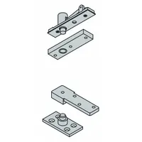 Brass center-hung pivot hinge with leaf height of 1 5/8 in and leaf width of 1 1/4 in. Used in commercial and industrial door applications where a concealed pivot point is required, supporting heavy doors in high-traffic areas