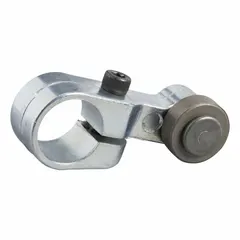 Fixed roller lever accessory for limit switches with a rotary lever roller actuator and outside offset roller position. Maximum arm/operator length is 1.5 inches. Compatible with 9007S9 series limit switches. Used for position detection of moving machinery parts in industrial automation and material handling.