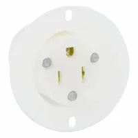 General-purpose straight blade receptacle rated 125V AC and 15A with NEMA 5-15 configuration, 2 poles and 3 wires. Suitable for standard outlets in walls, workbenches, and equipment requiring 125V power