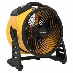 The XPOWER FC-100 is a single-phase, 115V AC circulating fan with an 11-inch polypropylene blade. It offers four speed settings and a non-oscillating design, suitable for improving air movement in home and office environments. Dimensions: 8 7/8 in height, 14 3/16 in width.