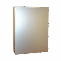 This HAMMOND stainless steel enclosure measures 48 x 36 x 12 inches and is rated NEMA 12/13/3R/4/4X for protection against dust, water, and corrosion. It features clamp closure, includes an inner panel, and has no knockouts. Suitable for housing electrical controls and instruments in industrial environments