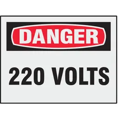 This 8-pack of adhesive-mounted signs warns personnel of 220-volt electrical hazards. Suitable for application on equipment, panels, or walls in industrial environments. Signs are not retroreflective, not glow-in-the-dark, and have no anti-slip surface.